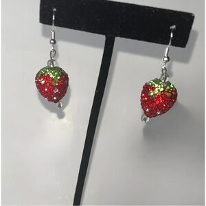 Sparkly Strawberry Dangle Earrings | Handmade,‎ Kawaii, Festival Vibes